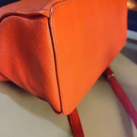 Coach Red Satchel Crossbody Bag Colette Cardinal Pebbled Leather Gold Hardware - Picture 10 of 16